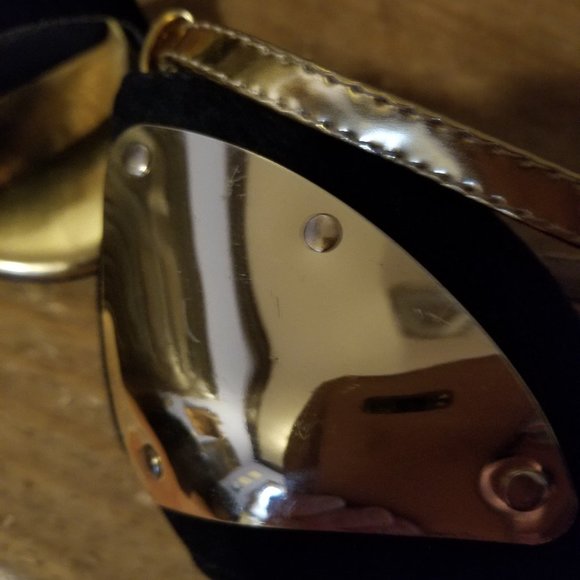 LILIANA Black and Gold 4 inch Heels - Picture 7 of 8